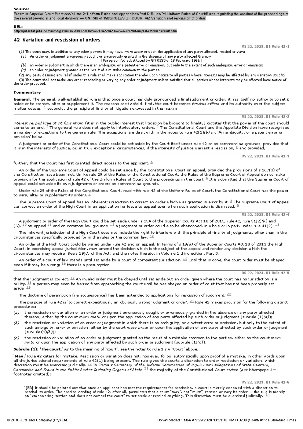 Variation and Rescission of Court Orders - Rule 42 Overview (RS 22 ...