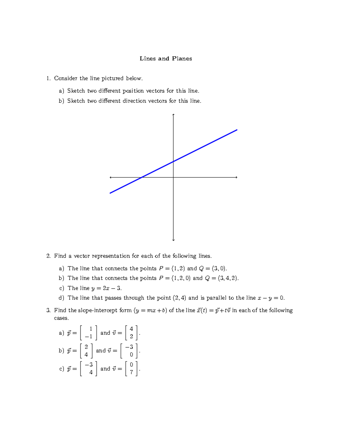MA123 Vector-3: Lines and Planes Practice Questions - Studocu