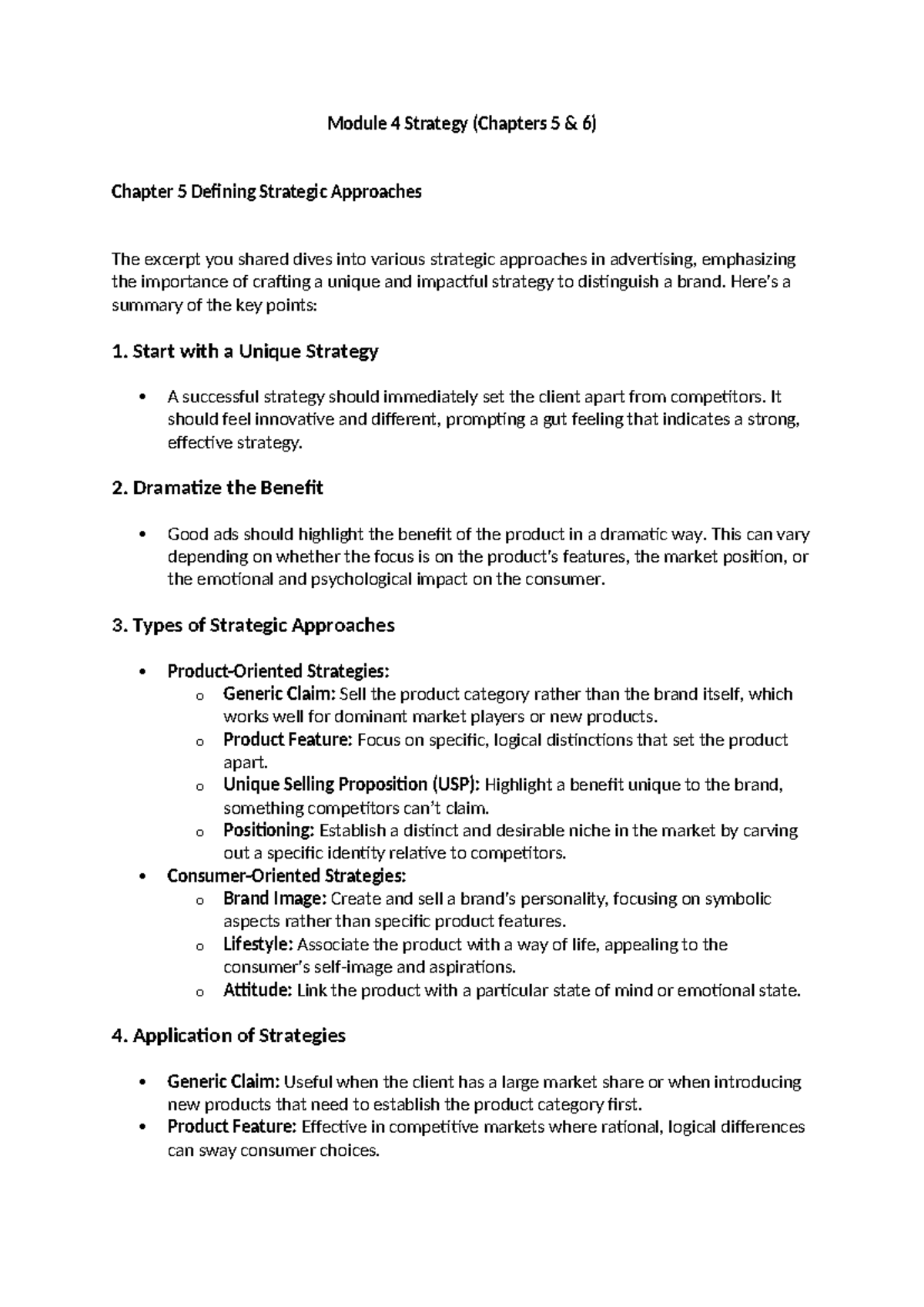 Module 4 Strategy Overview: Key Approaches from Chapters 5 & 6 - Studocu