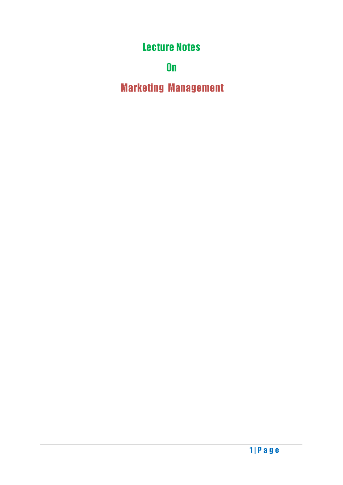 BBA-301: Lecture Notes on Marketing Management Fundamentals - Studocu