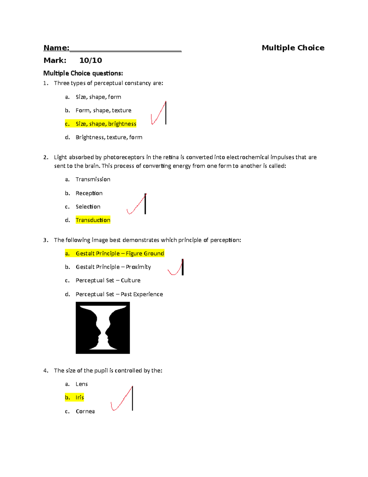 Psych Unit 2 Practice SAC - Multiple Choice & Short Answer Questions ...