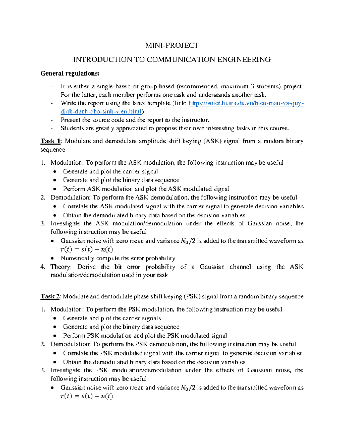 Mini Project - MINI-PROJECT INTRODUCTION TO COMMUNICATION ENGINEERING ...