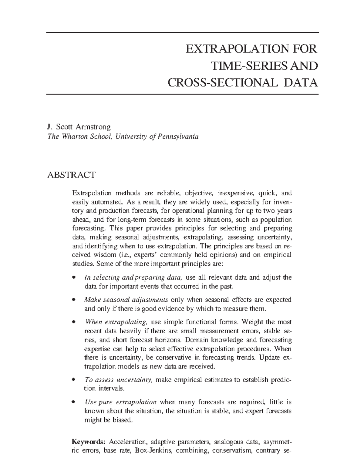 Readings CH3: Extrapolation Methods and Principles - Studocu