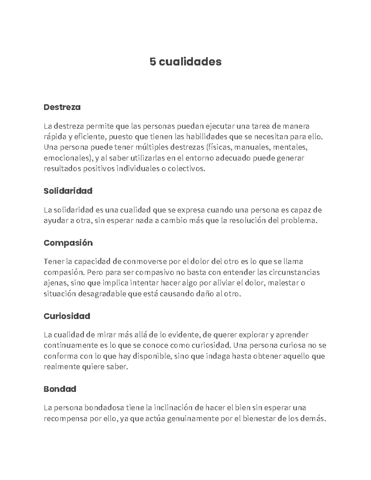 5 Cualidades y 5 Defectos en el Contexto Personal y Social - Studocu