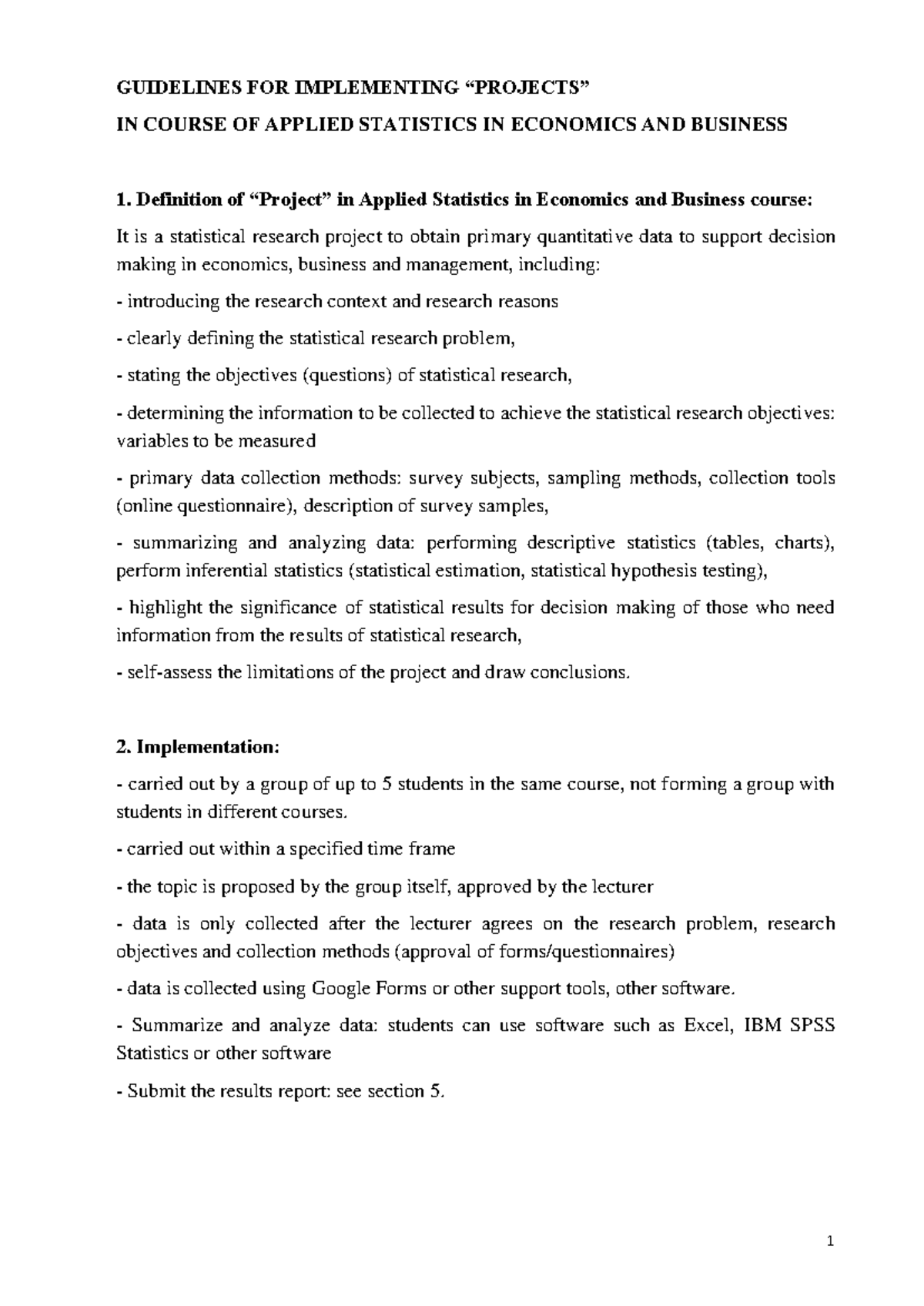 Guideline for final project Applied Statistics 2024 - GUIDELINES FOR ...