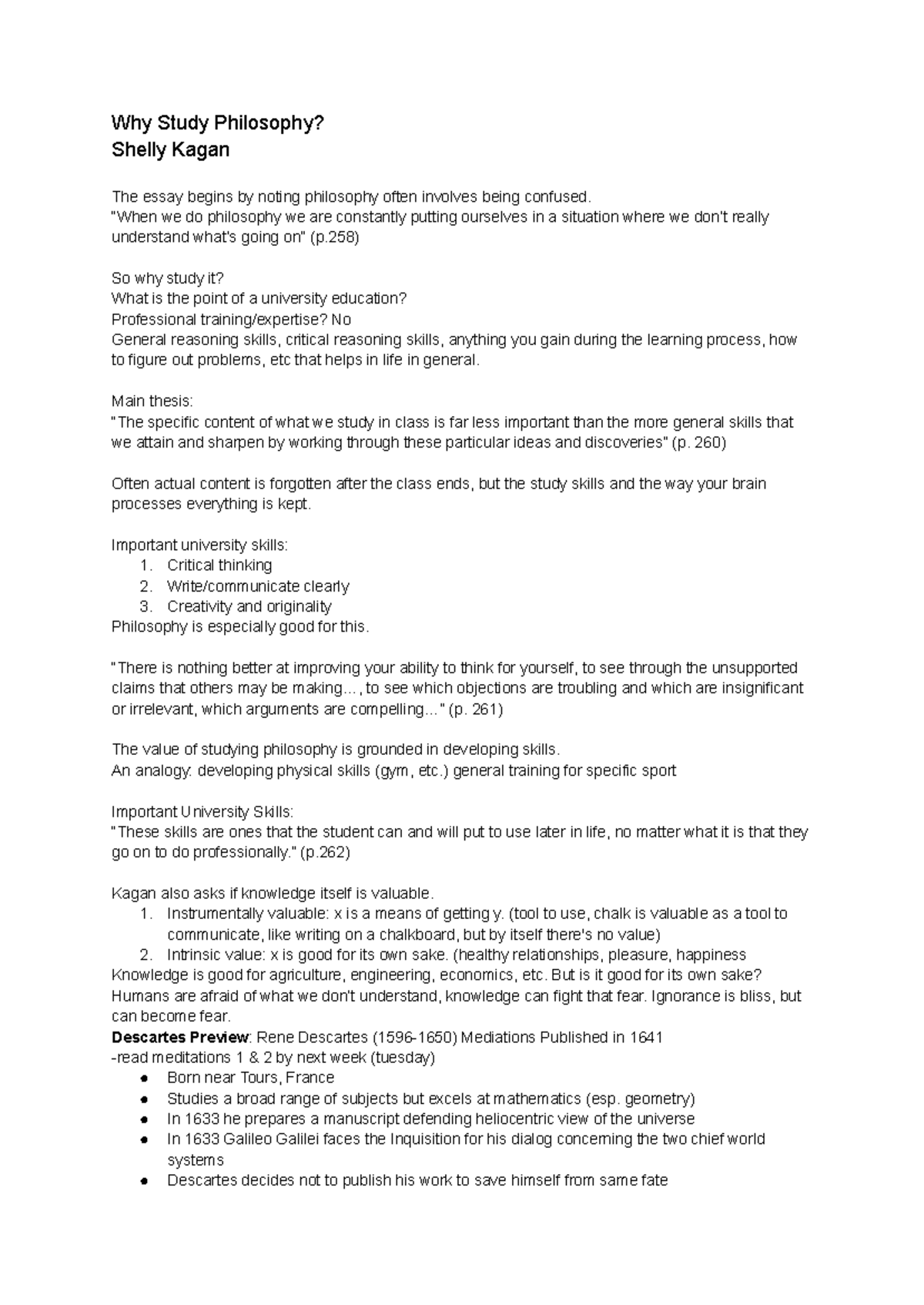 PHIL 100A: Understanding Skepticism and Knowledge in Descartes ...