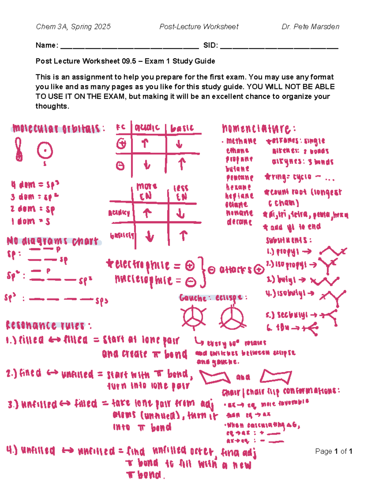 Chem 3a plws 9.5 study guide - Chem 3A, Spring 2025 Post-Lecture ...
