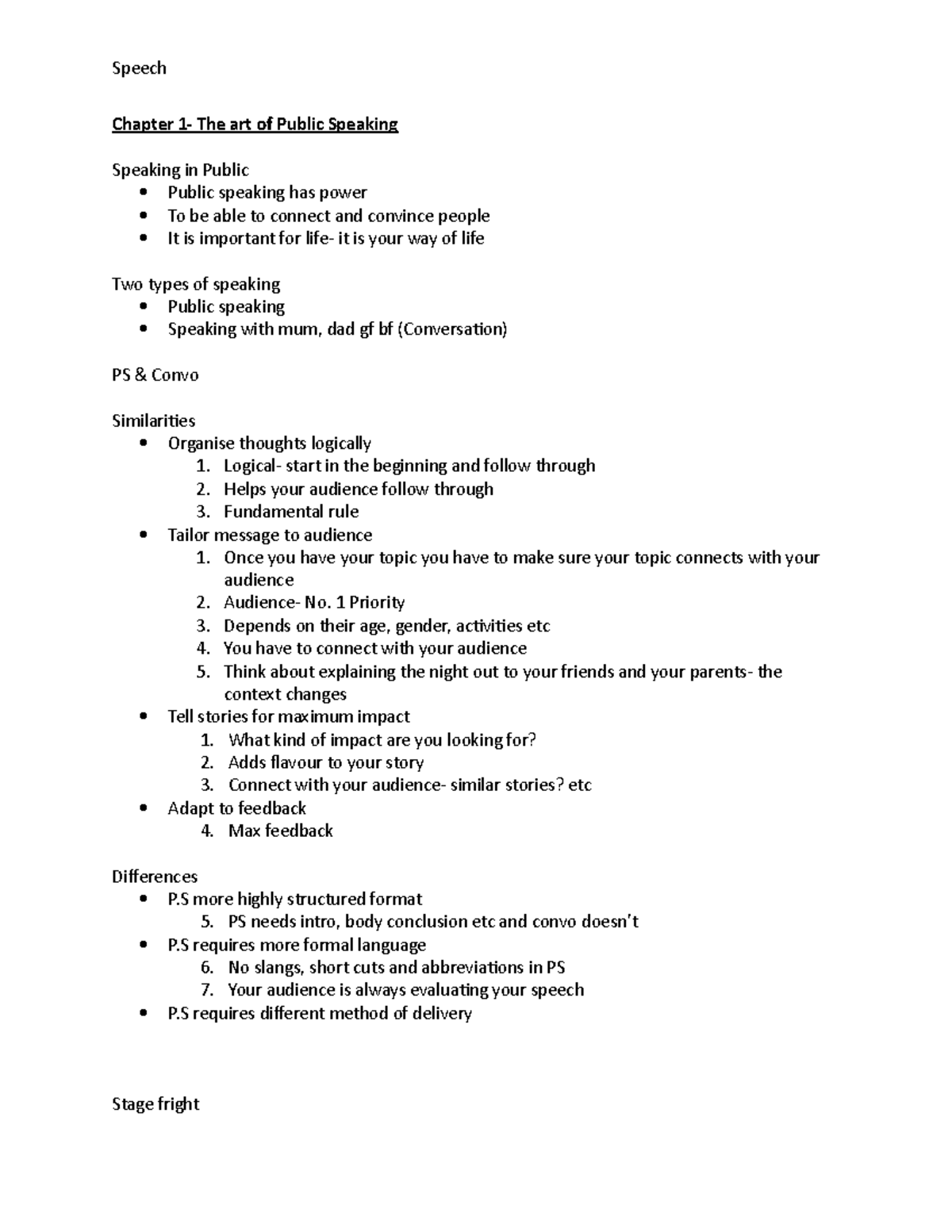 Public Speaking Basics (Course Code: PS101) - Chapter 1 Overview - Studocu