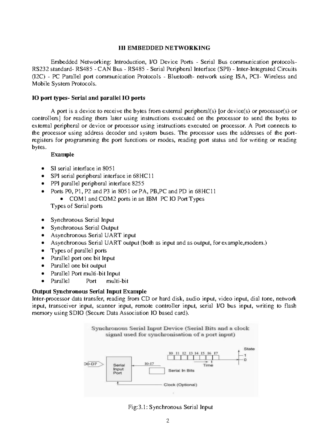 UNIT-3: Embedded Networking Concepts and I/O Device Ports in ES - Studocu
