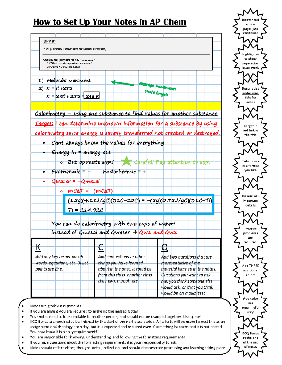 How to Set Up Notes - How to Set Up Your Notes in AP Chem Descriptive ...