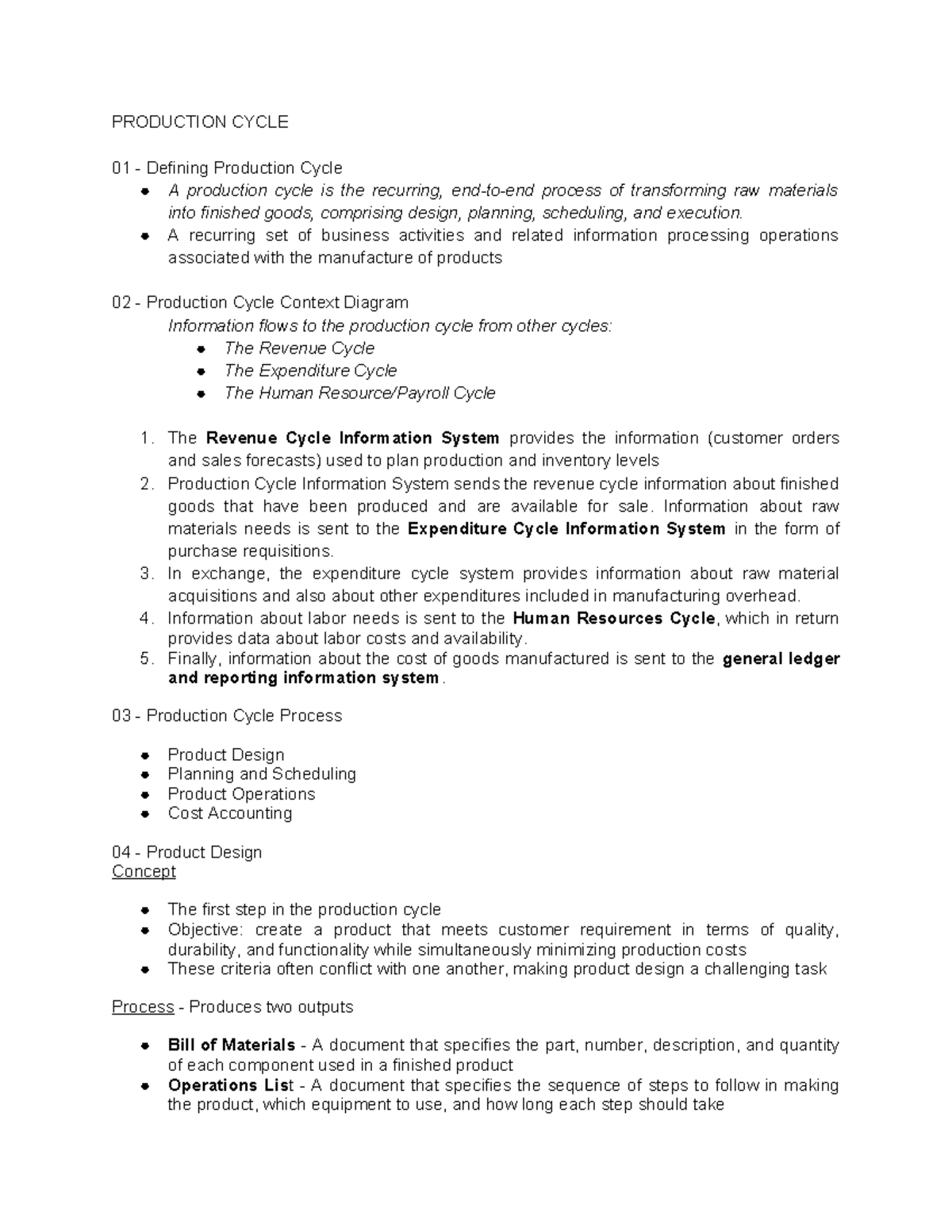 Production Cycle R- Notes: Understanding Production Processes and ...