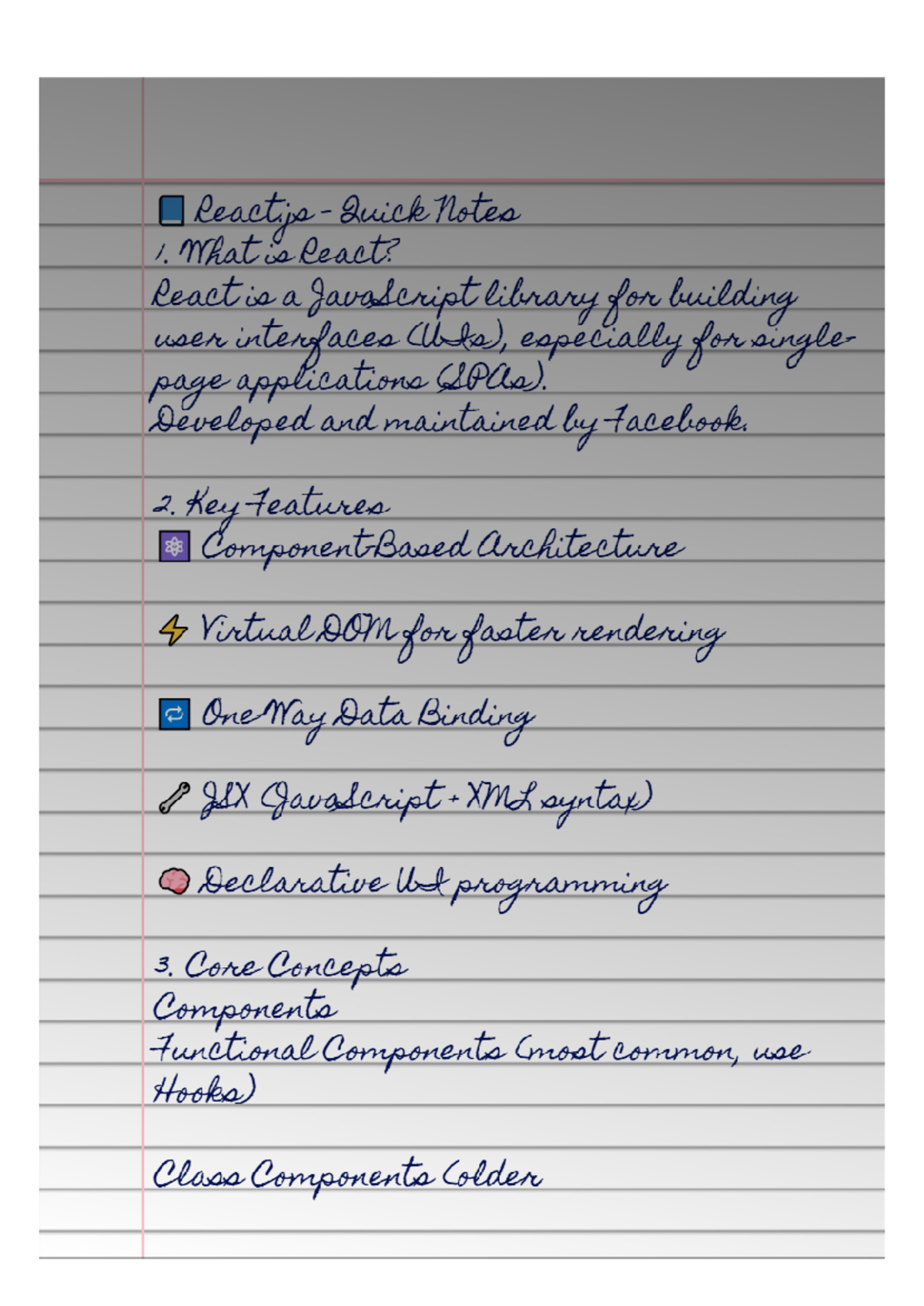 React (KK) Quick Notes: Key Features and Core Concepts - Studocu