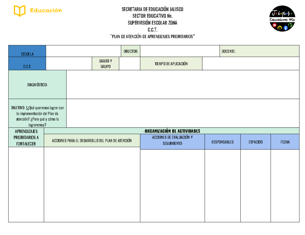 PLAN DE AtencióN DE Aprendizajes Prioritarios”” TIPS Educativos MX