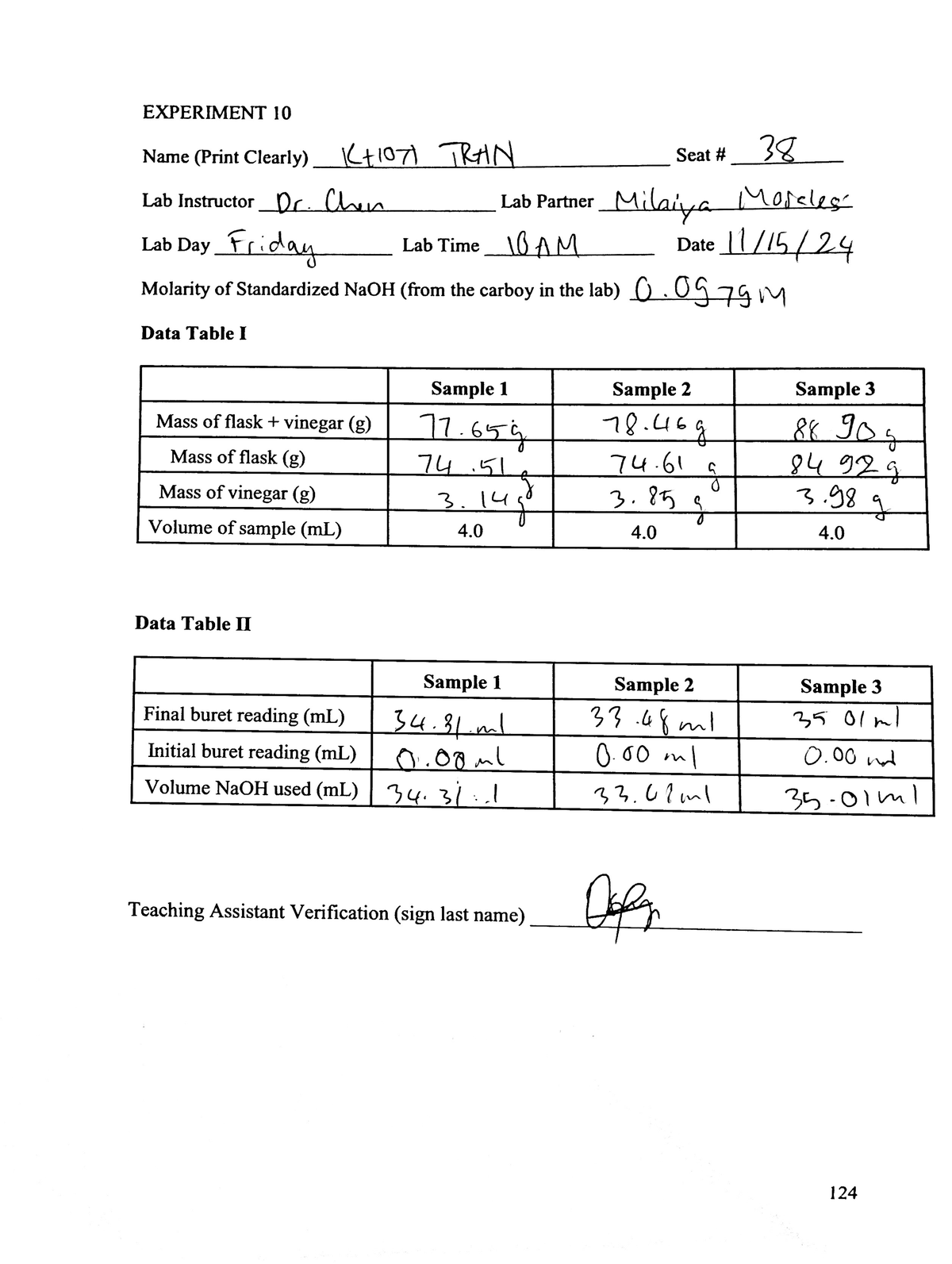 Nov 16, Doc 1 - ... - EXPERIMENT 10 Name (Print Clearly) TRHN Seat 38 ...