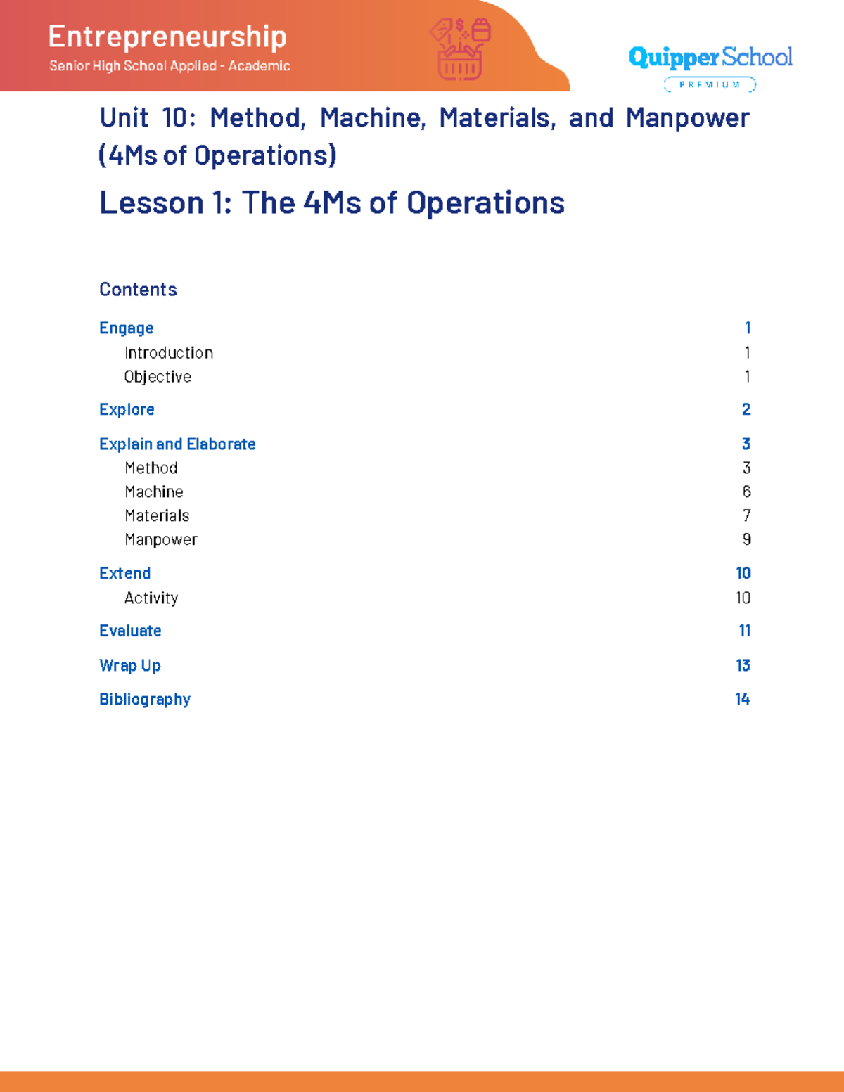 ENT SG Unit 10: Lesson 1 - The 4Ms of Operations Explained - Studocu