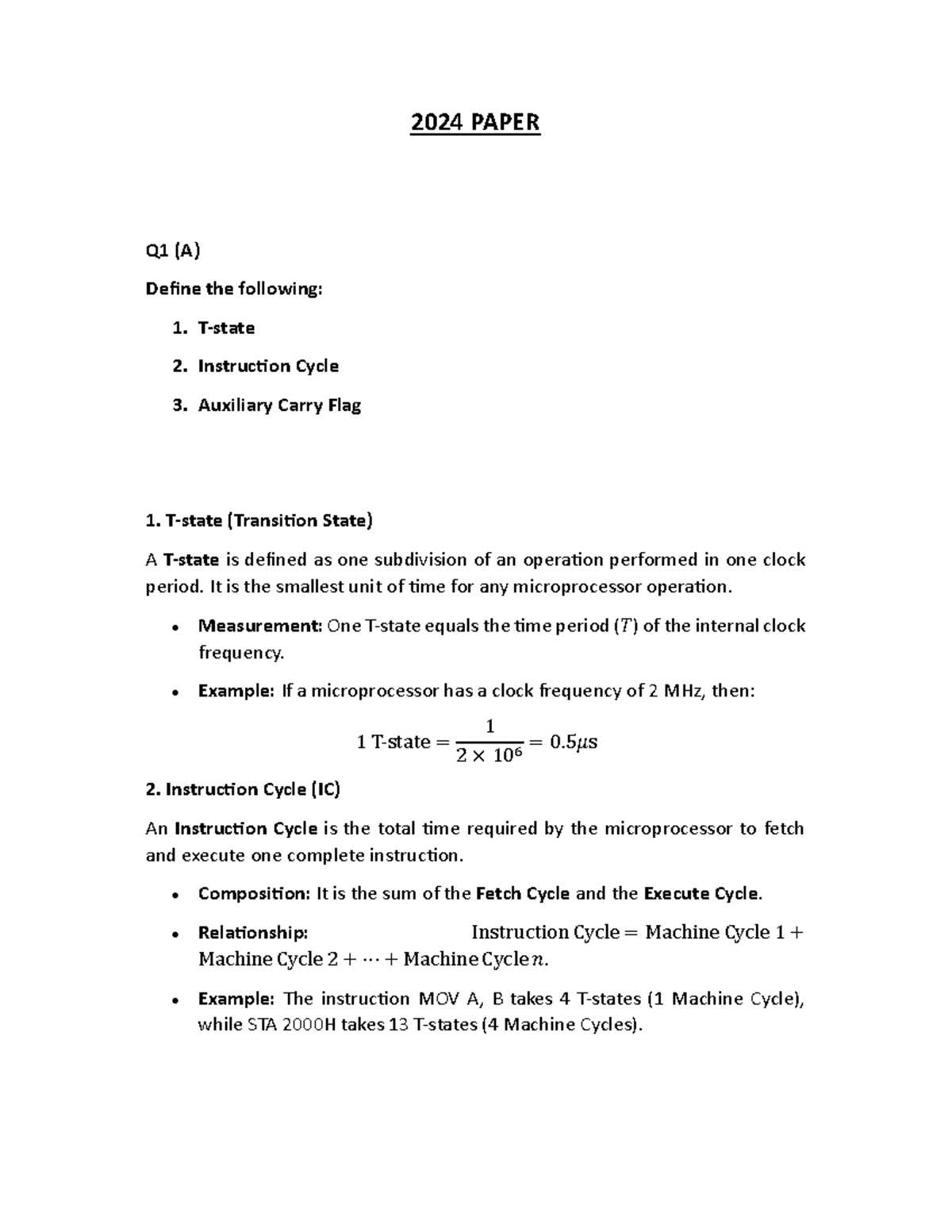MPI 2024 Final Exam Notes: Instruction Cycle & 8085 Microprocessor ...
