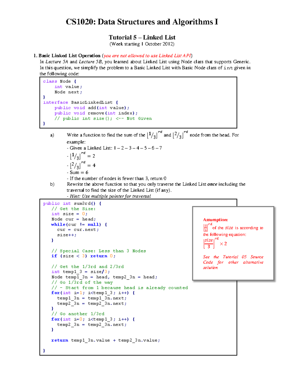 Solution 05a - programming java practice - Tutorial 5 – Linked List ...