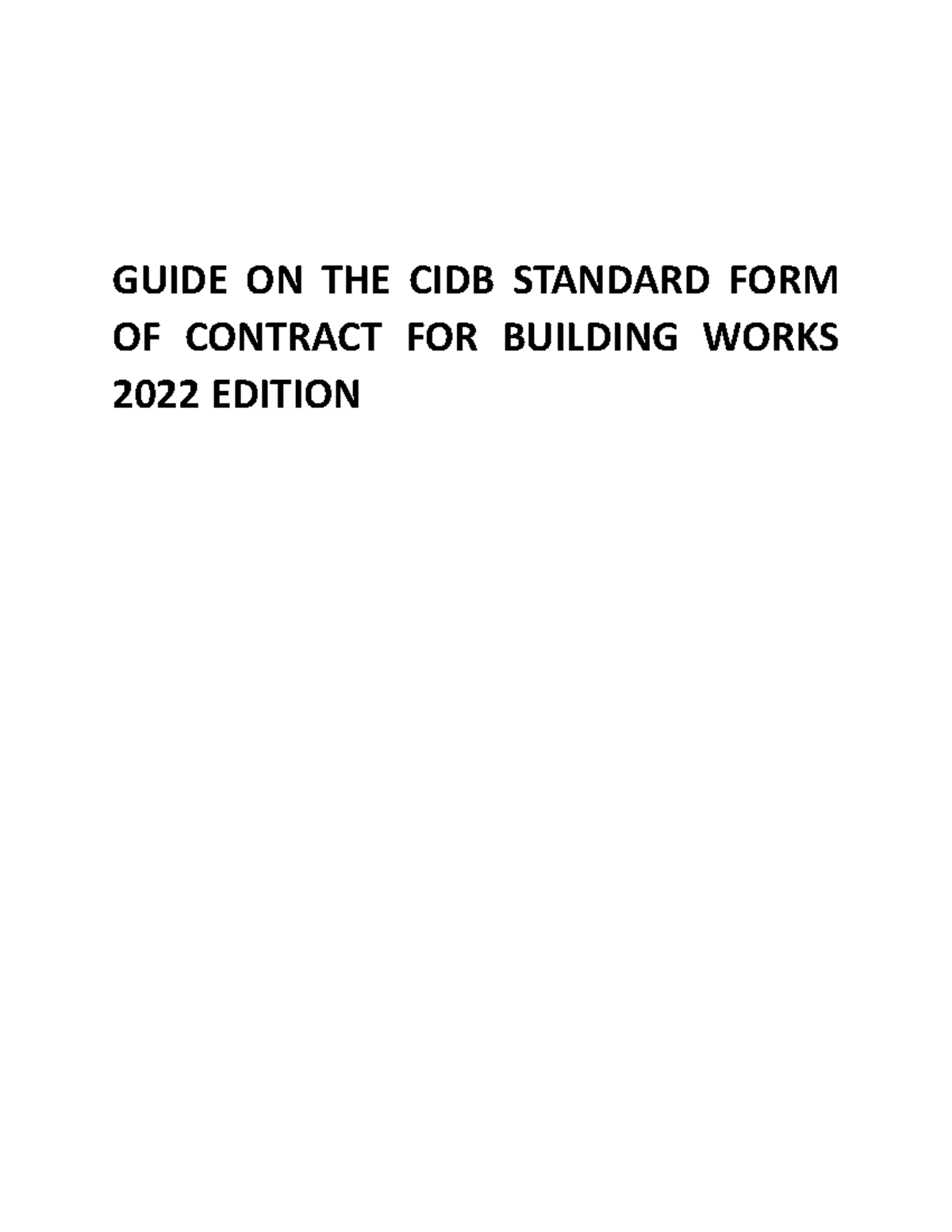 GUIDE FAQs ON CIDB SFOC FOR BUILDING WORKS 2022 EDITION - Studocu
