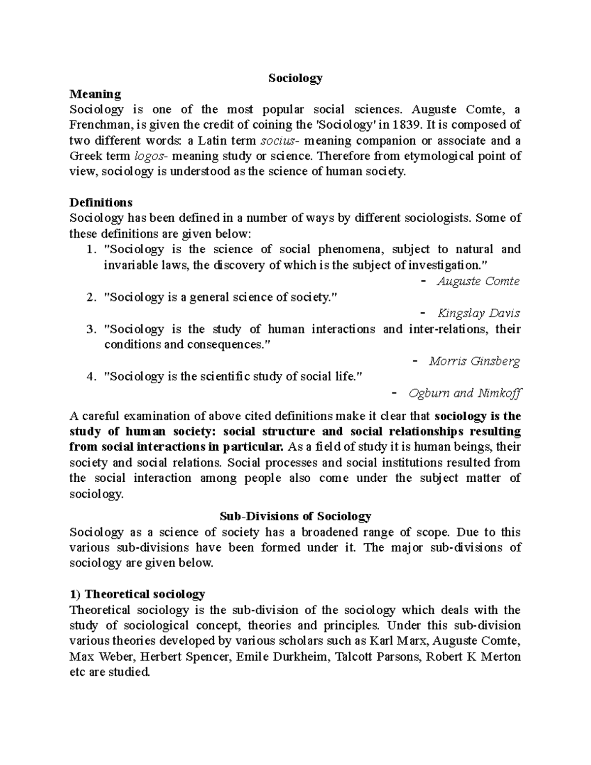 Introdoctury - it the note regarding socilology . it gives the ...
