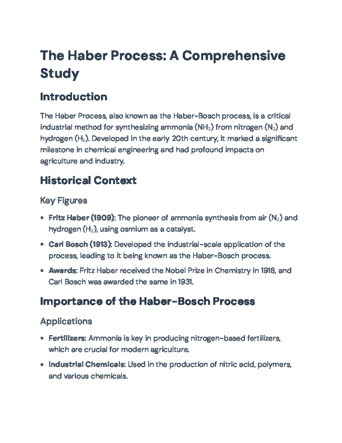The Haber Process: Industrial Ammonia Synthesis Overview - The Haber ...