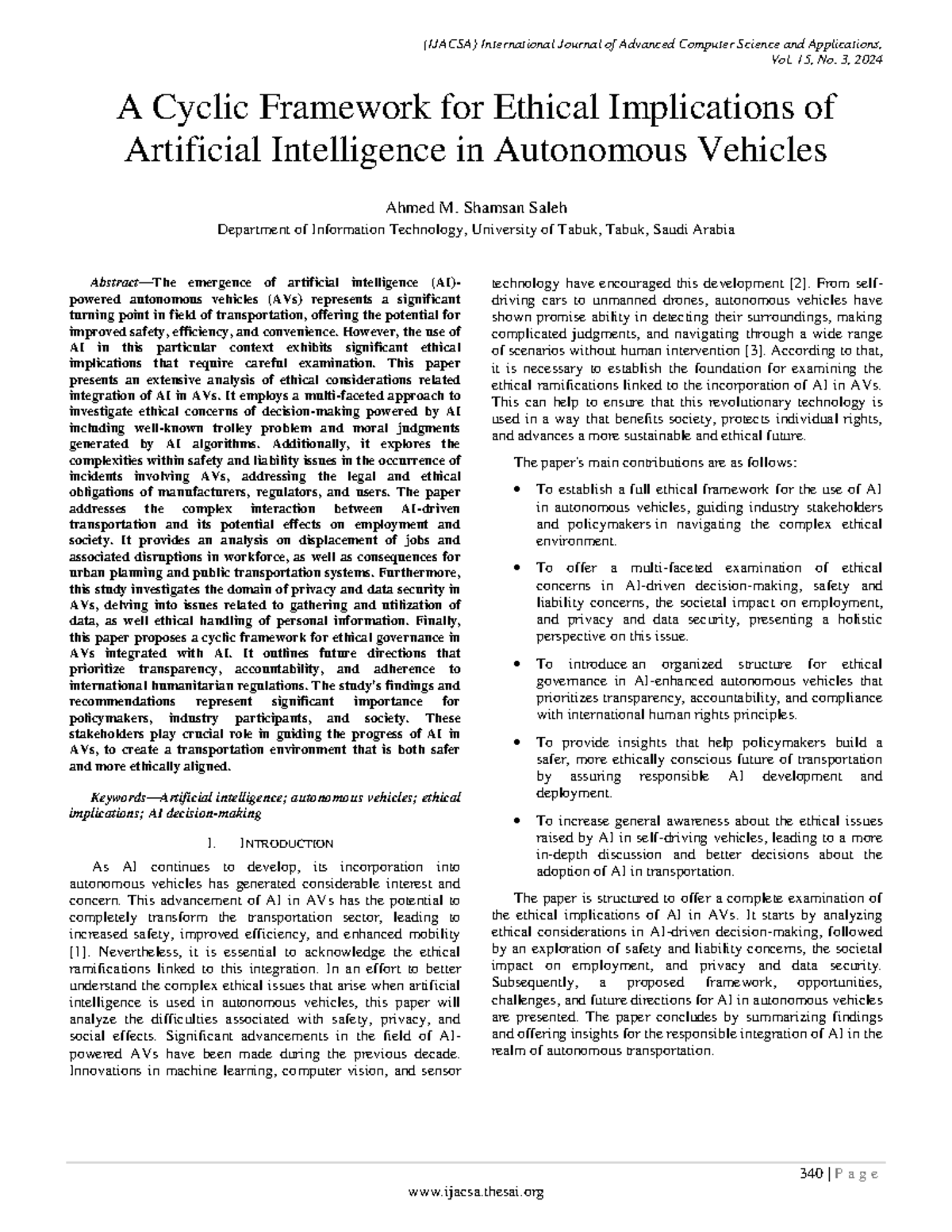 Ethical Governance Framework for AI in Autonomous Vehicles (CSX201 ...