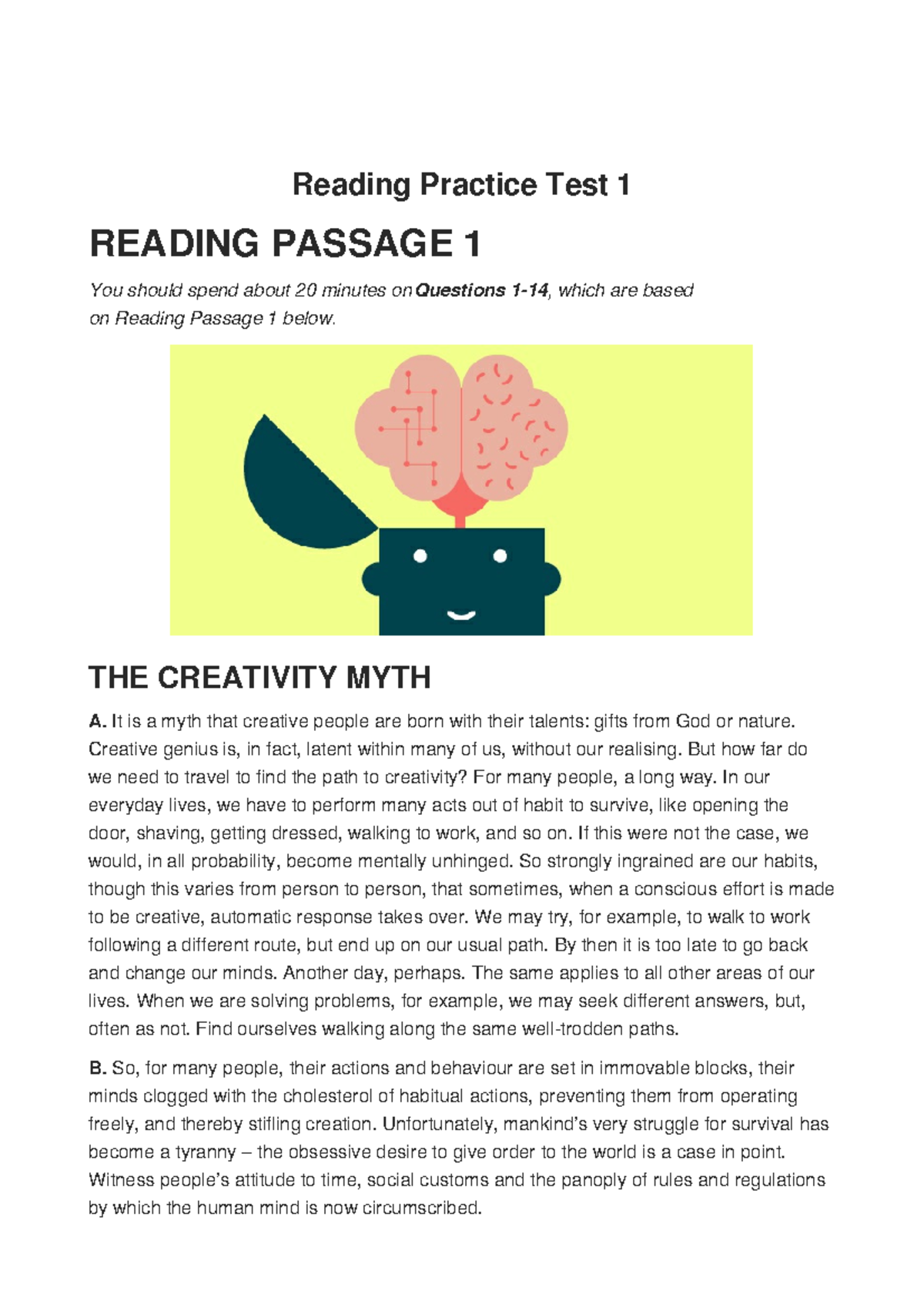 Official Reading Practice Test 1 with Answers - Studocu