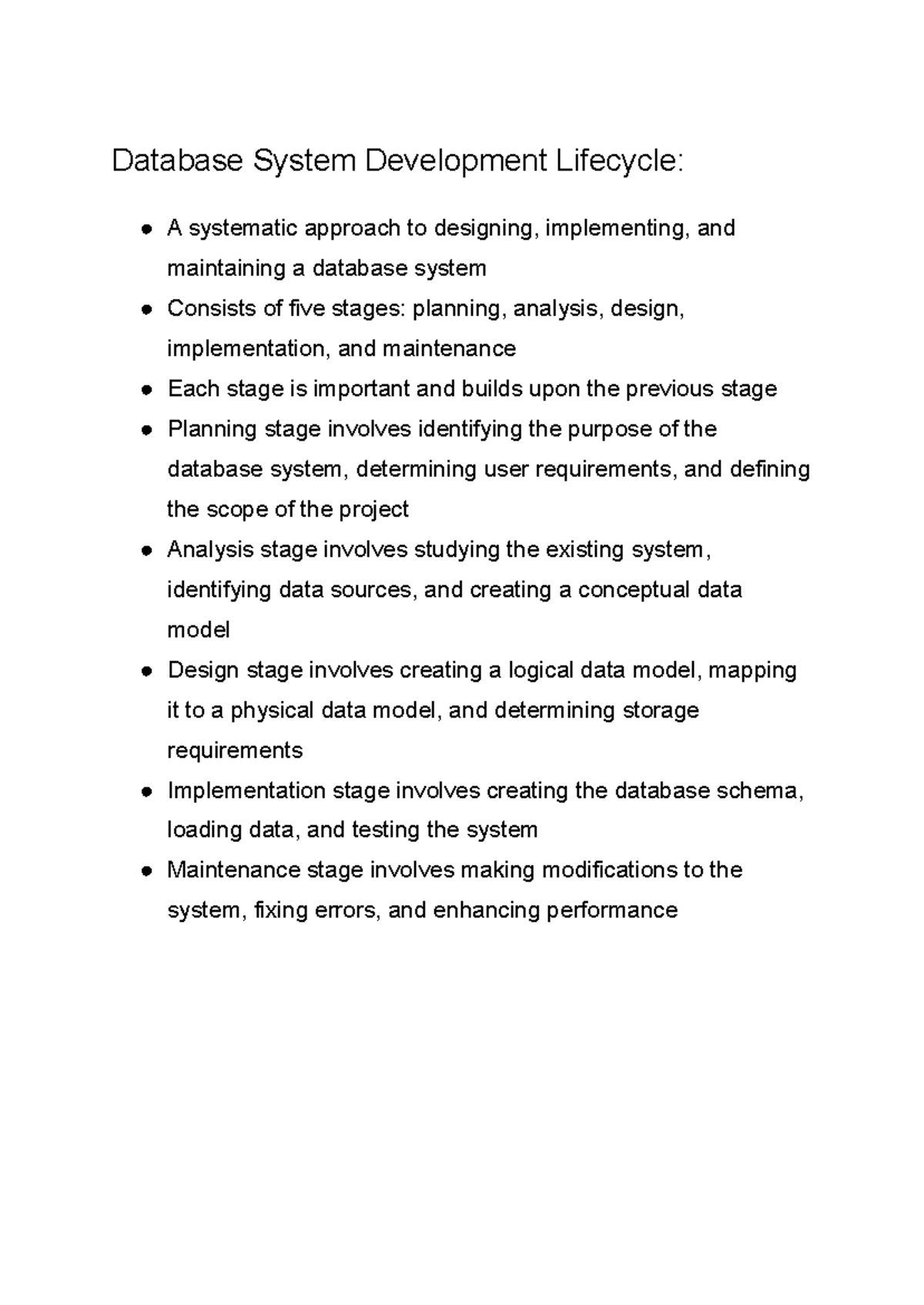 Database System Development Lifecycle - Studocu
