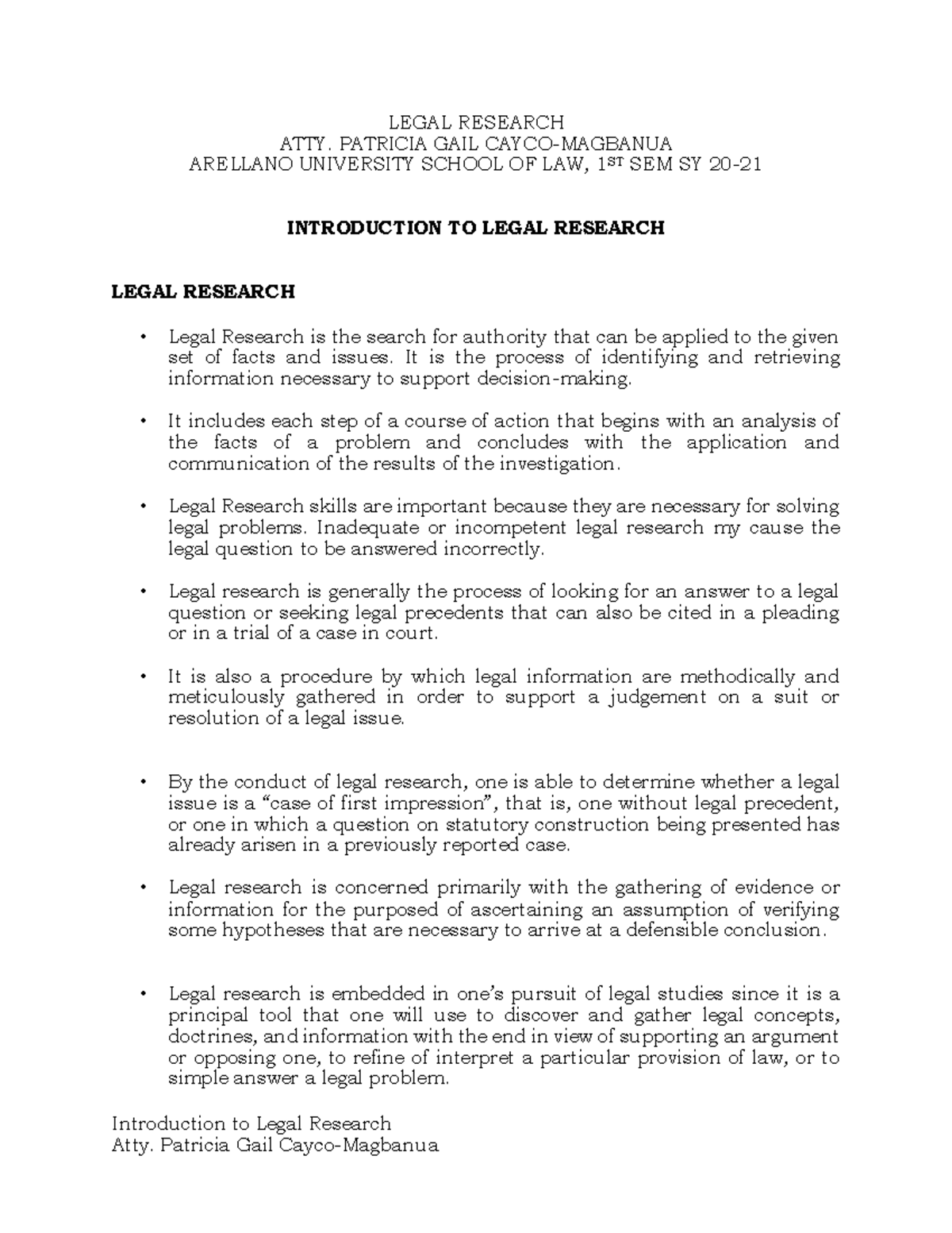 Introduction to Legal Research (LAW101) - Key Concepts and Strategies ...