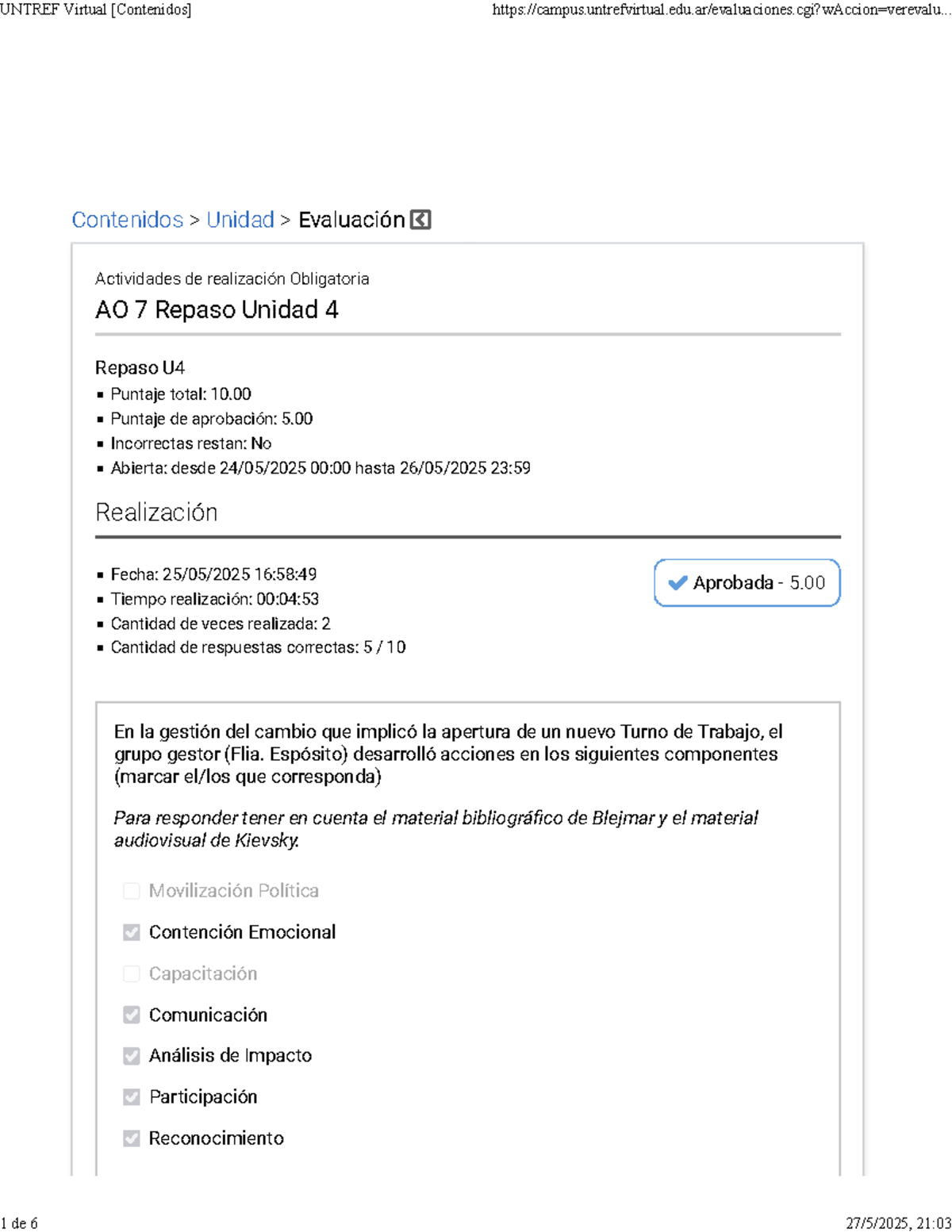 UNTREF AO7 - Repaso de Contenidos y Evaluación Unidad 4 - Studocu