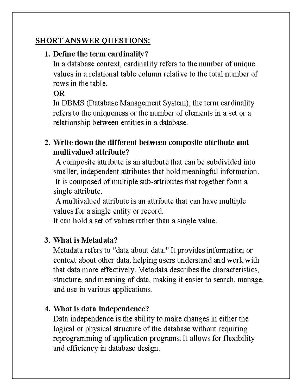 SQL NOTES: Key Concepts and Queries for Database Management - Studocu