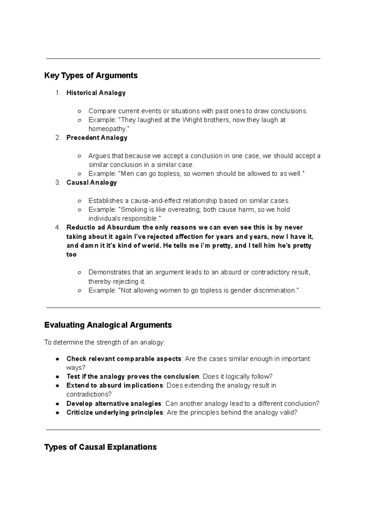 MODR - definitions - Key Types of Arguments Historical Analogy Compare ...