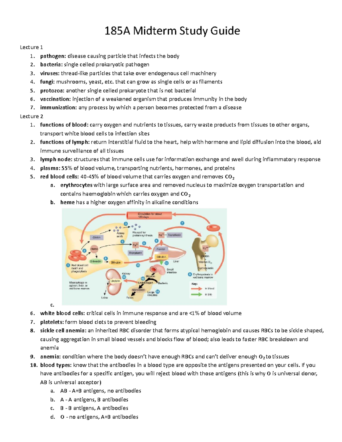 185A Midterm Study Guide: Key Concepts in Immunology and Pathogens ...