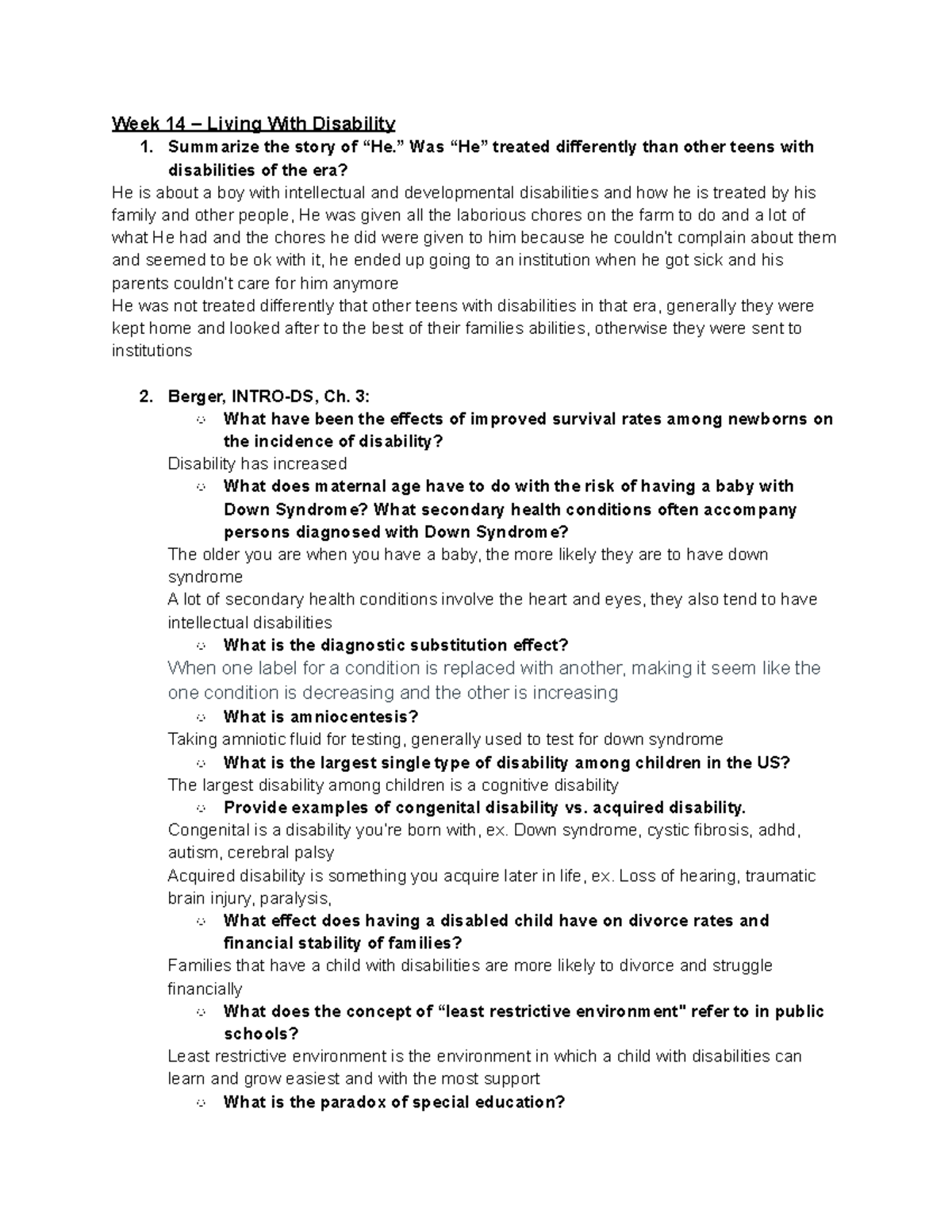 DS Study Guide - Quiz 5: Living With Disability Overview - Studocu