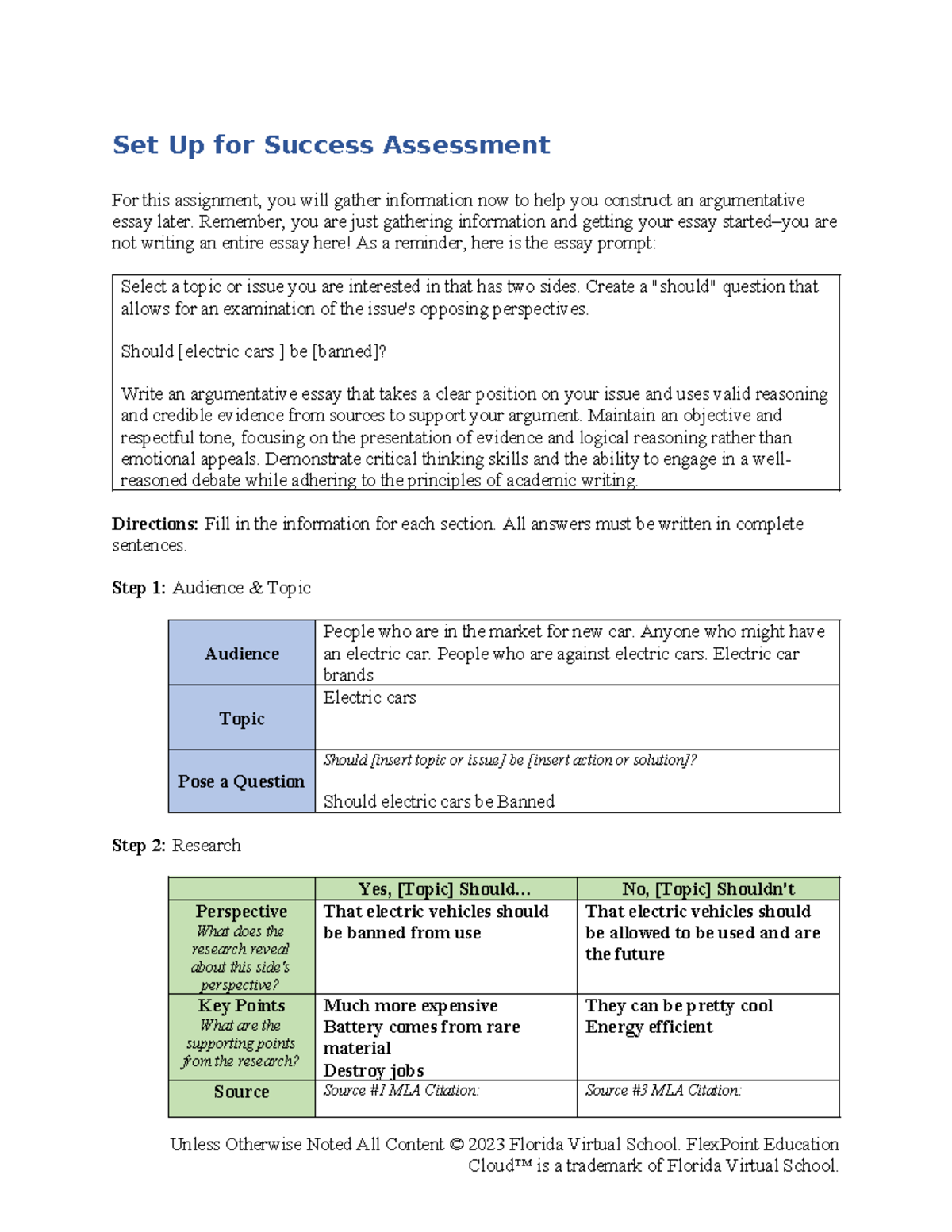 ENG 101: Argumentative Essay Setup on Electric Cars - Should They Be ...