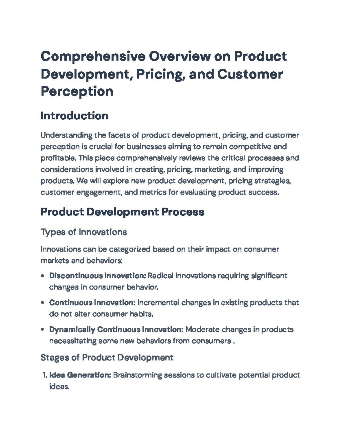 Product Development, Pricing Strategies, and Customer Engagement ...