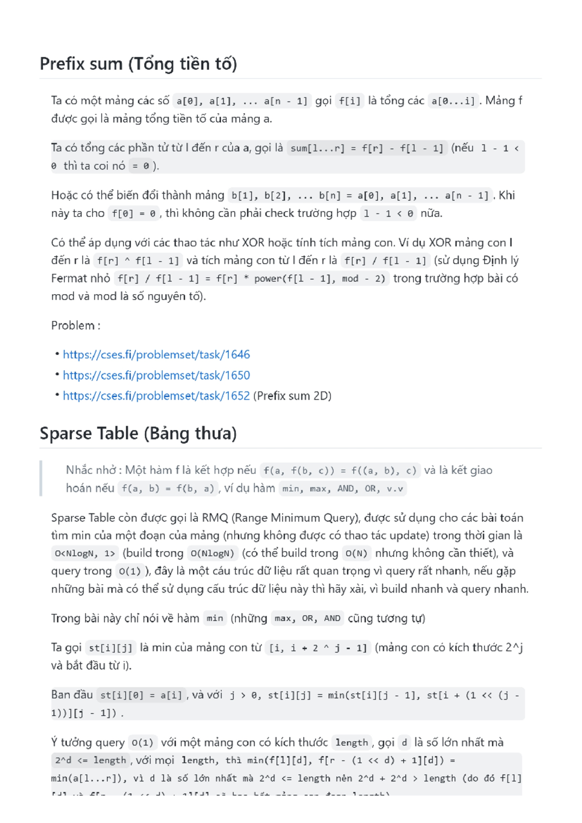 Prefix Sum, Sparse Table, and LCA Concepts (CS101) - Studocu