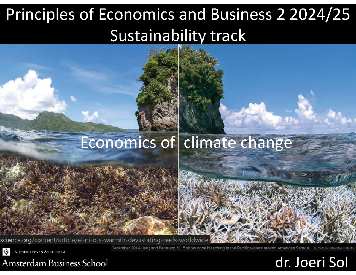 SUST 202425 Lecture 1: Economics of Climate Change Overview - Studeersnel