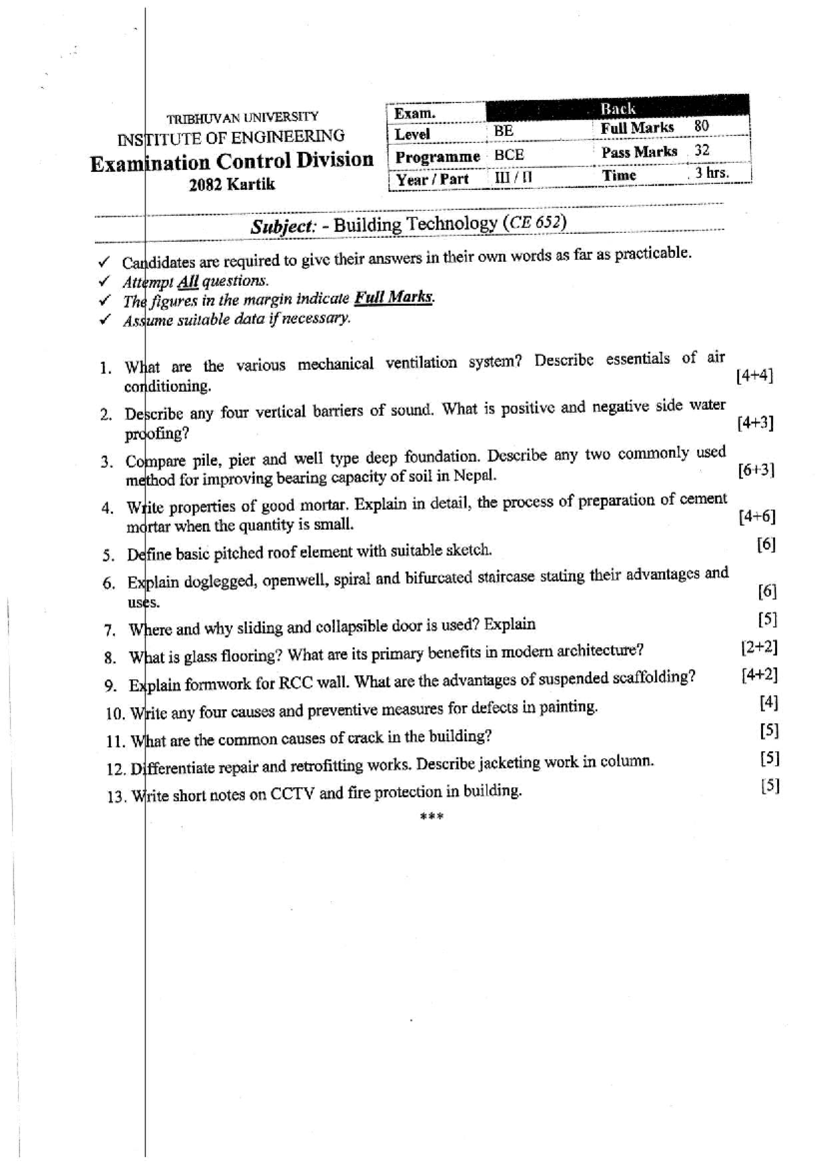 Building Technology Exam Notes (CE 652) - Comprehensive Guide - Studocu