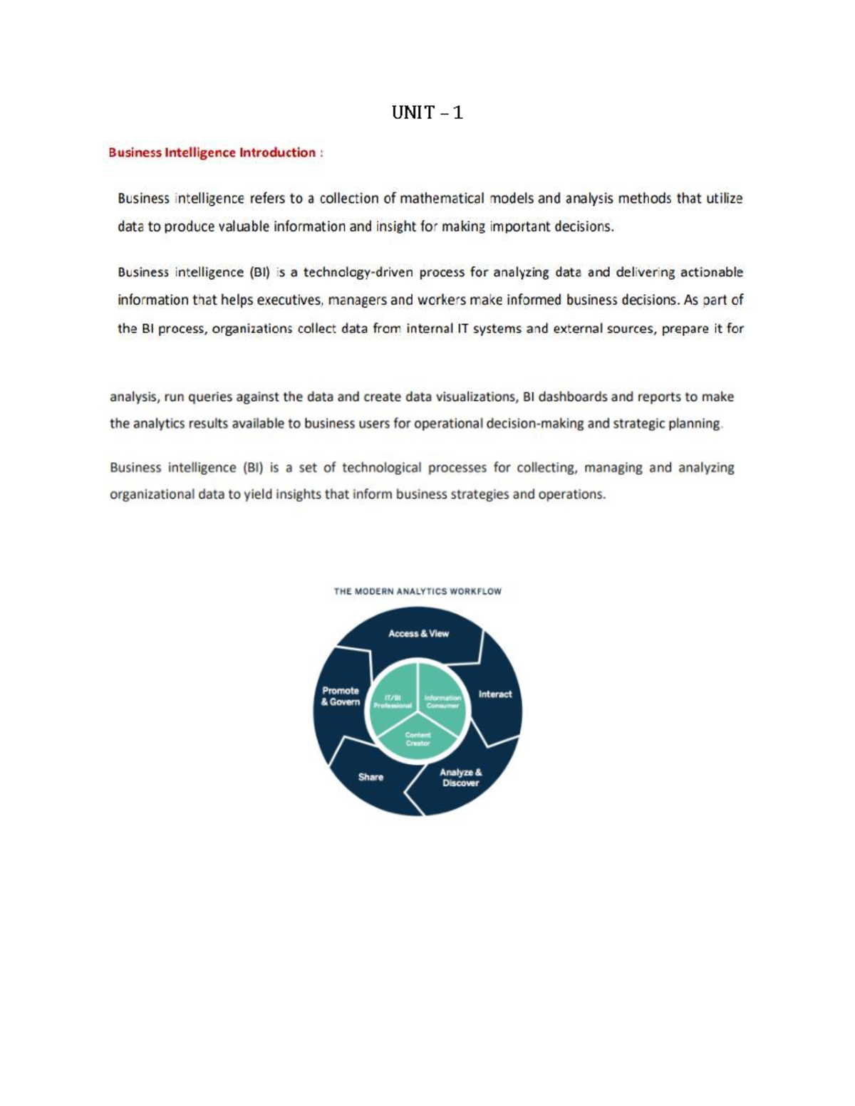 UNIT 1: Introduction to Business Intelligence and Data Quality Issues ...