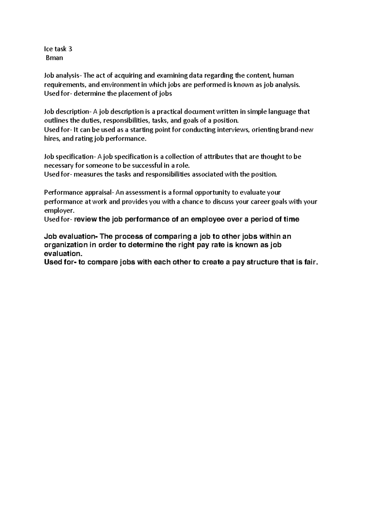 Ice task 3 - ice - Ice task 3 Bman Job analysis- The act of acquiring ...
