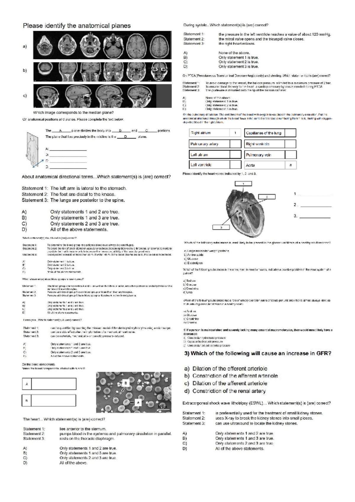 Half Exam Questions Compilation for Anatomy and Physiology (Course Code ...