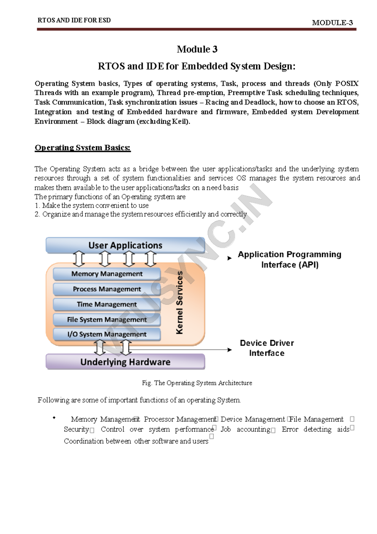 RTOS and IDE for ESD: Module 3 Comprehensive Notes - Studocu