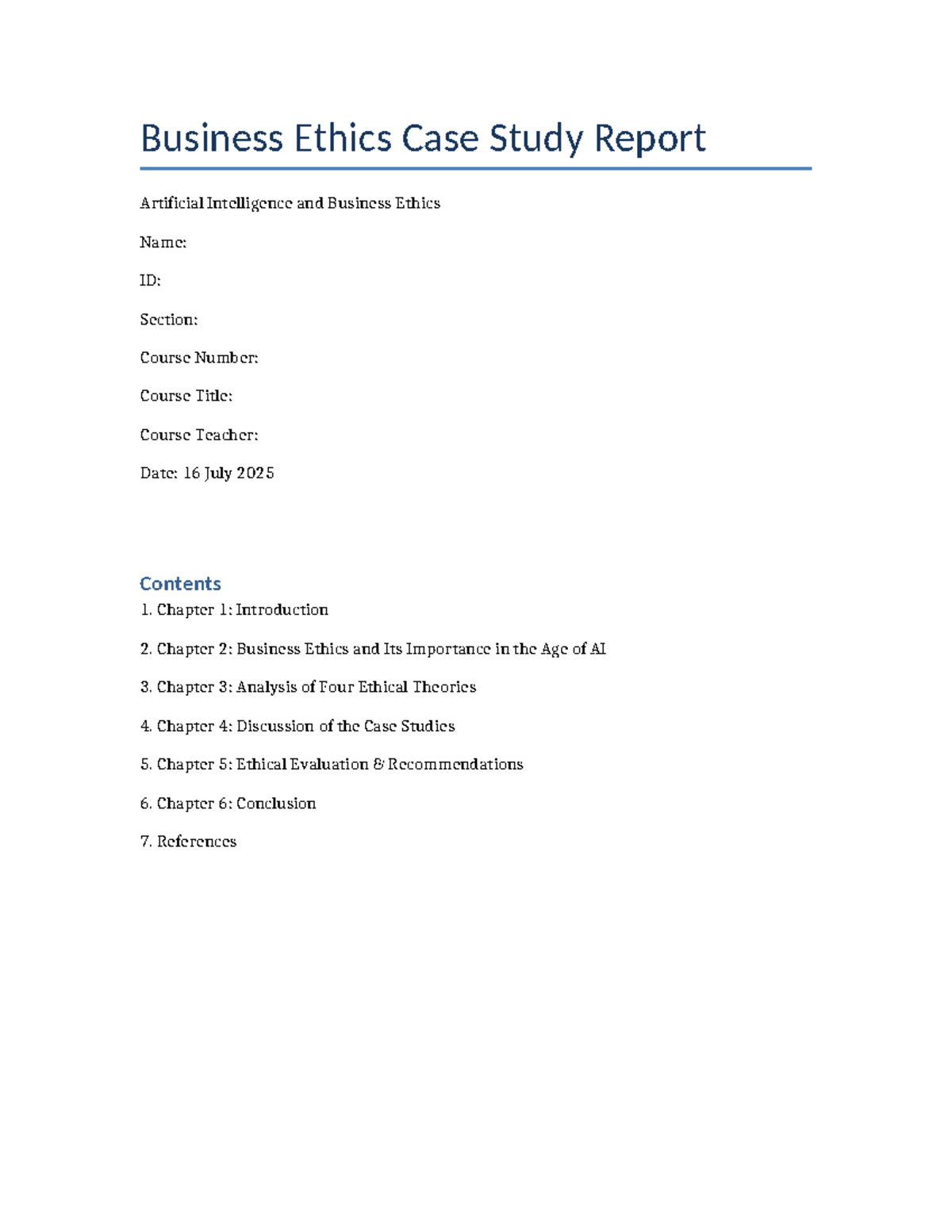 BUS 301: AI Business Ethics Case Study Report - Studocu