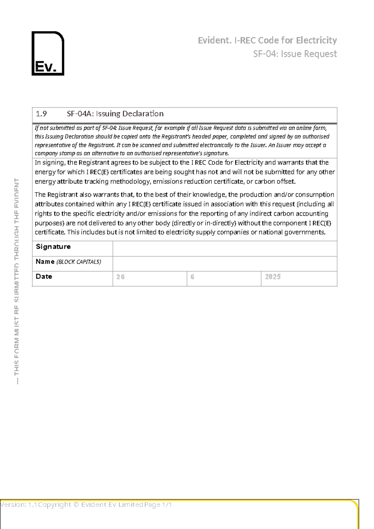 I-REC Issuing Declaration Form - Electricity Issue Request 1.9 - Studocu
