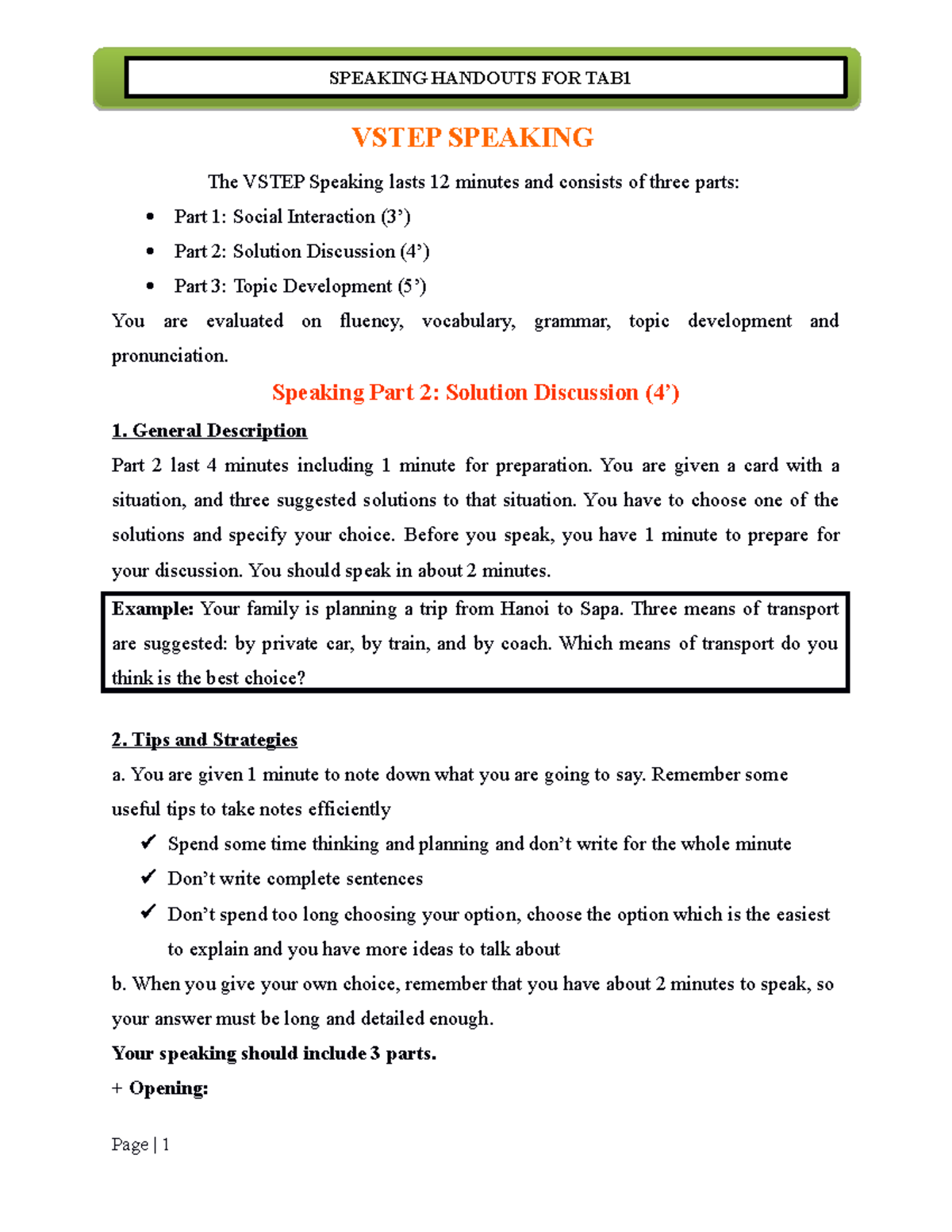 Speaki~1 - Hâhhahahahah - VSTEP SPEAKING The VSTEP Speaking lasts 12 ...