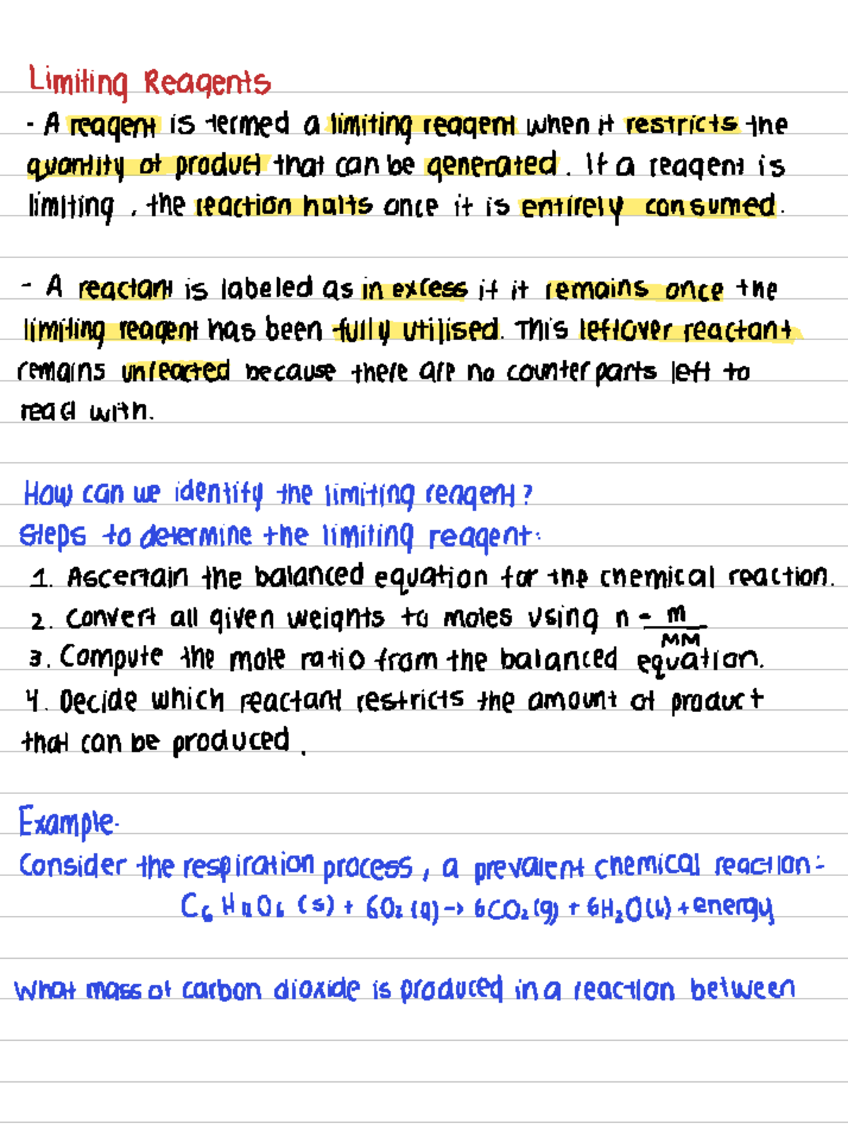 Limiting Reagents - Key Concepts and Identification Steps - Studocu