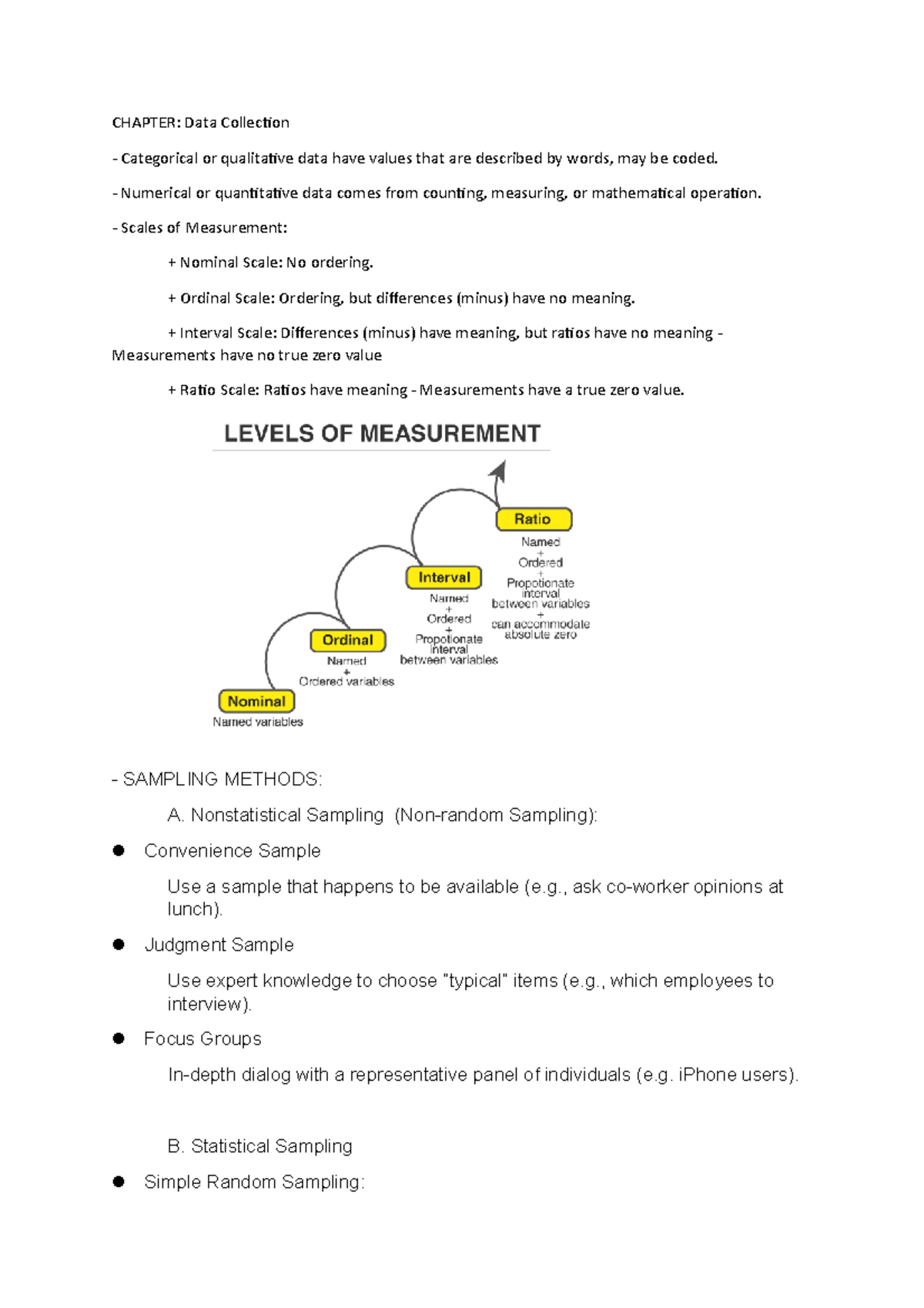 File tổng hợp midterm - ABC - CHAPTER: Data Collection Categorical or ...