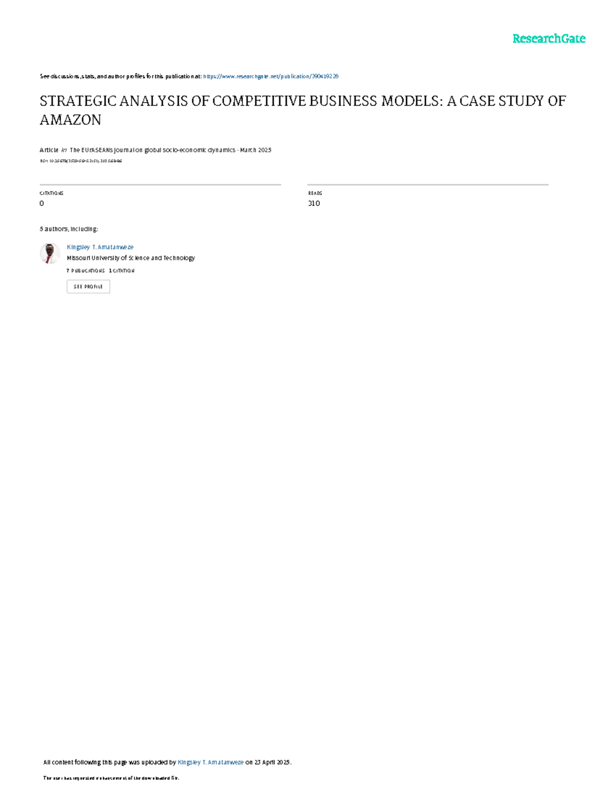 Strategic Analysis of Competitive Business Models: A Case Study of ...