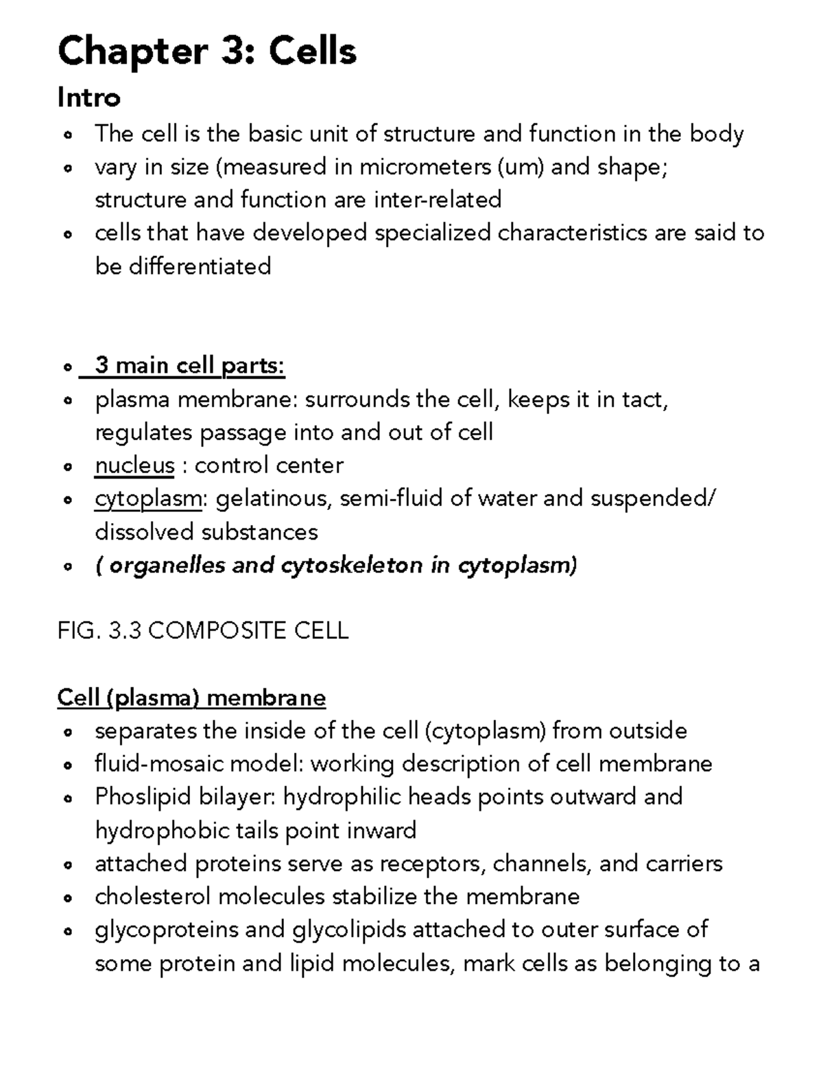 Chapter 3: Cells - Structure and Function - Studocu