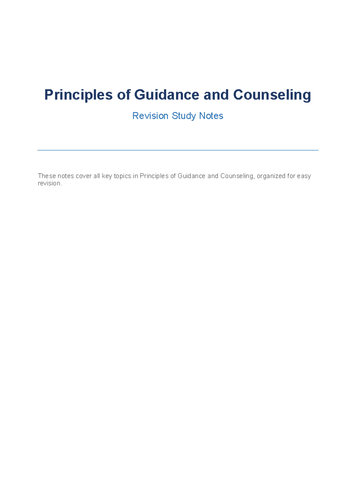 Guidance and Counseling (GC 101) Revision Study Notes - Studocu